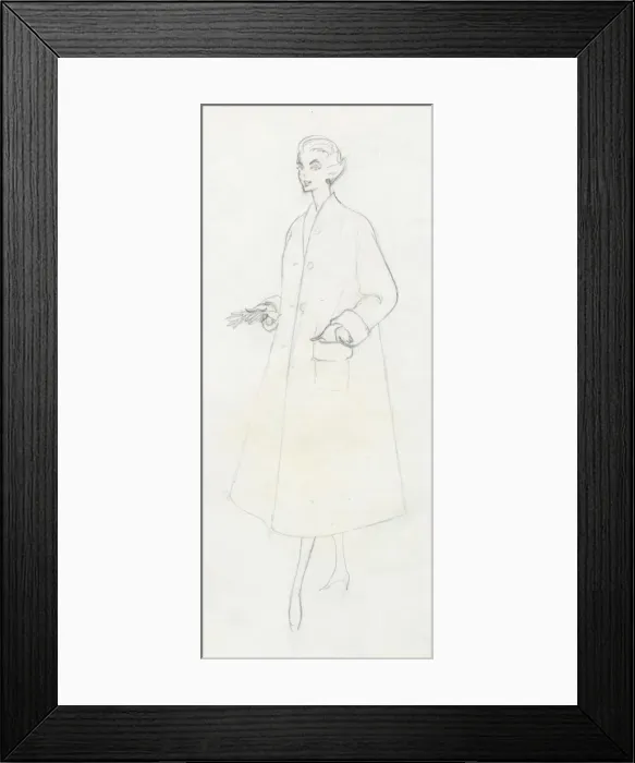 Framed Print : Woman in duster coat, c1950. Creator: Shirley Markham Framed Print : Woman in duster coat, c1950. Creator: Shirley Markham