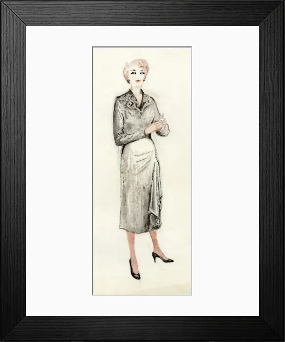 Framed Print : Woman in black dress, c1950. Creator: Shirley Markham Framed Print : Woman in black dress, c1950. Creator: Shirley Markham