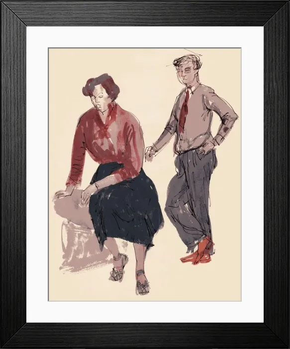 Framed Print : Two figures, 1953. Creator: Shirley Markham Framed Print : Two figures, 1953. Creator: Shirley Markham