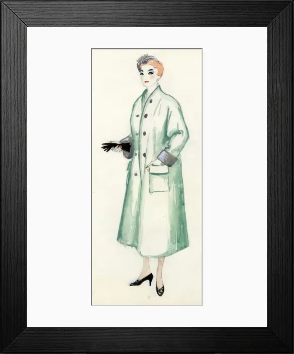 Framed Print : Woman in green coat, c1950. Creator: Shirley Markham Framed Print : Woman in green coat, c1950. Creator: Shirley Markham
