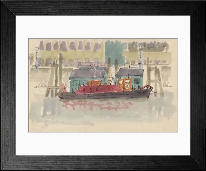 Framed Print : Floating pier on the River Thames in London, c1950. Creator: Shirley Markham Framed Print : Floating pier on the River Thames in London, c1950. Creator: Shirley Markham