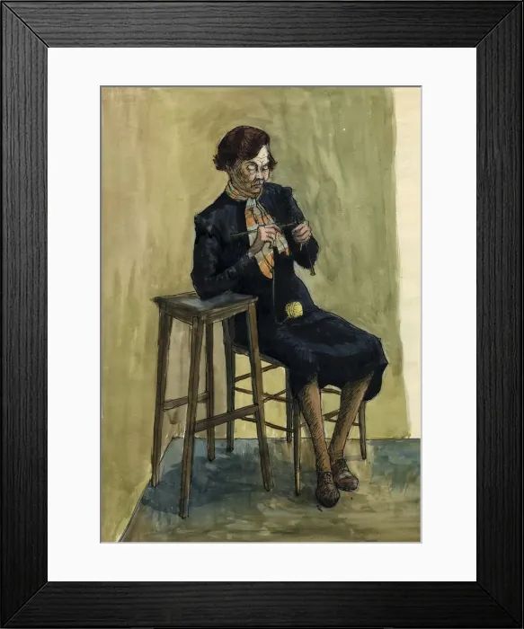 Framed Print : Woman knitting, c1950. Creator: Shirley Markham Framed Print : Woman knitting, c1950. Creator: Shirley Markham