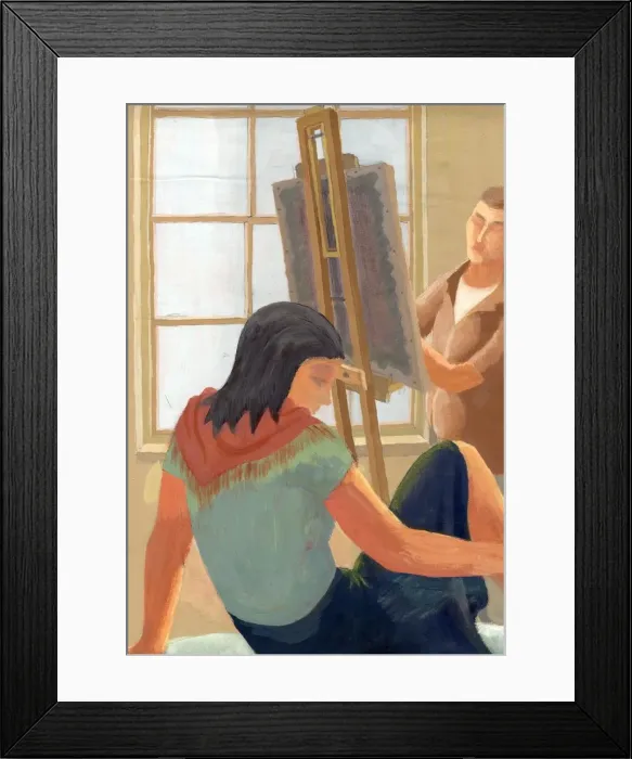 Framed Print : Model and student in drawing class, c1950. Creator: Shirley Markham Framed Print : Model and student in drawing class, c1950. Creator: Shirley Markham