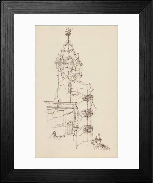 Framed Print : Turret of ruined building, c1950. Creator: Shirley Markham Framed Print : Turret of ruined building, c1950. Creator: Shirley Markham