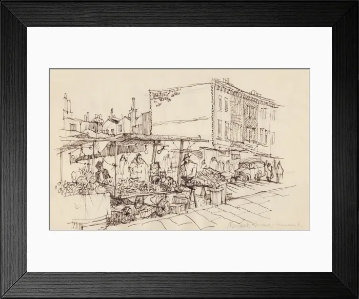 Framed Print : Market, Queens Crescent, c1950. Creator: Shirley Markham Framed Print : Market, Queens Crescent, c1950. Creator: Shirley Markham