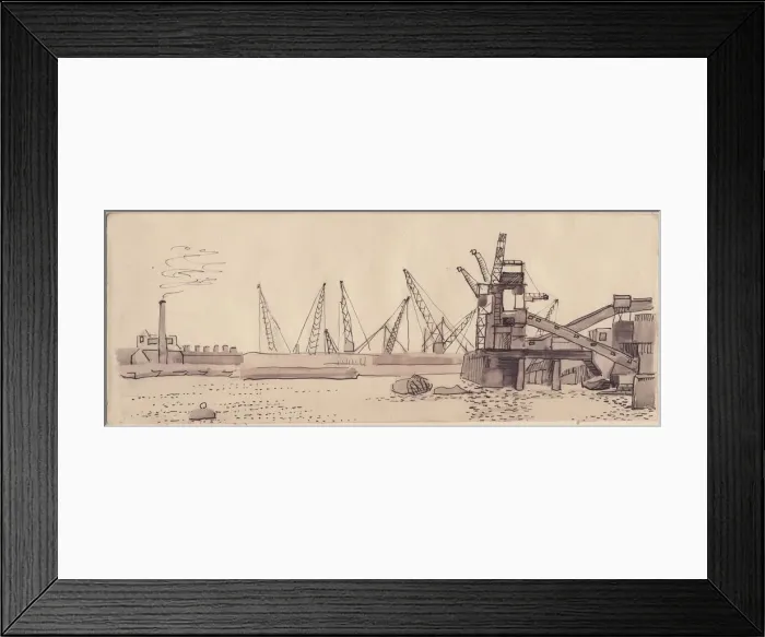 Framed Print : Docks on the River Thames in London, 1951. Creator: Shirley Markham Framed Print : Docks on the River Thames in London, 1951. Creator: Shirley Markham