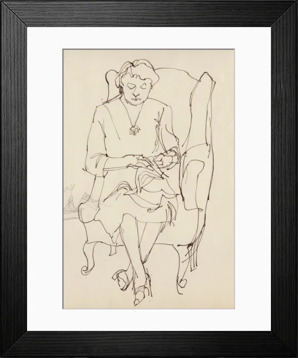 Framed Print : Woman sewing, c1950. Creator: Shirley Markham Framed Print : Woman sewing, c1950. Creator: Shirley Markham