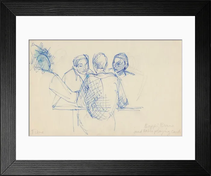 Framed Print : Beppi, Bruno and Fabio playing cards, c1950. Creator: Shirley Markham Framed Print : Beppi, Bruno and Fabio playing cards, c1950. Creator: Shirley Markham