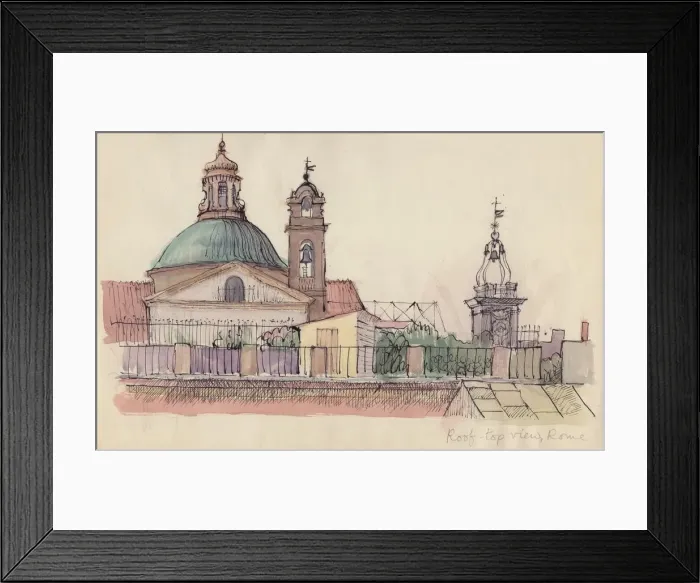 Framed Print : Roof-top view, Rome, c1950. Creator: Shirley Markham Framed Print : Roof-top view, Rome, c1950. Creator: Shirley Markham