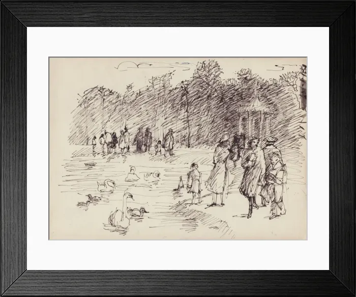 Framed Print : Swans on the Round Pond in Kensington Gardens, London, c1950. Creator: Shirley Markham Framed Print : Swans on the Round Pond in Kensington Gardens, London, c1950. Creator: Shirley Markham