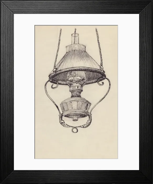 Framed Print : Paraffin lamp, c1950. Creator: Shirley Markham