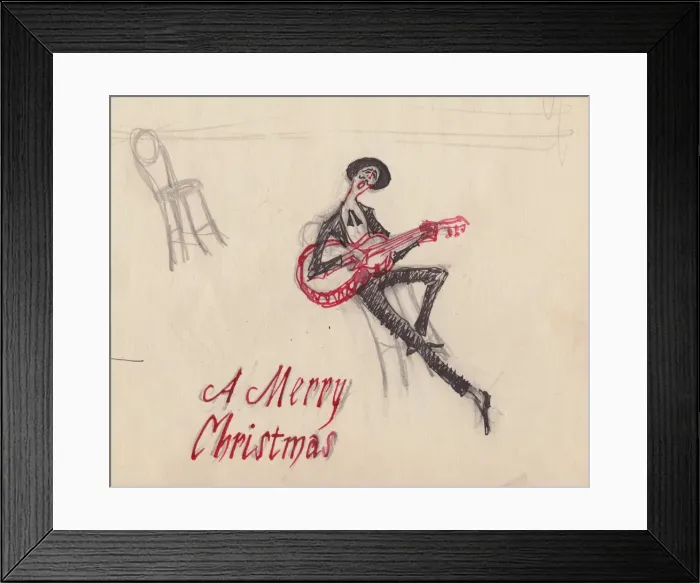 Framed Print : Man with guitar, c1950. Creator: Shirley Markham Framed Print : Man with guitar, c1950. Creator: Shirley Markham