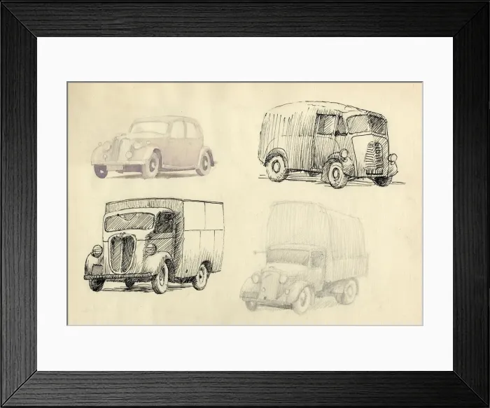 Framed Print : Car and lorries, 1951. Creator: Shirley Markham Framed Print : Car and lorries, 1951. Creator: Shirley Markham