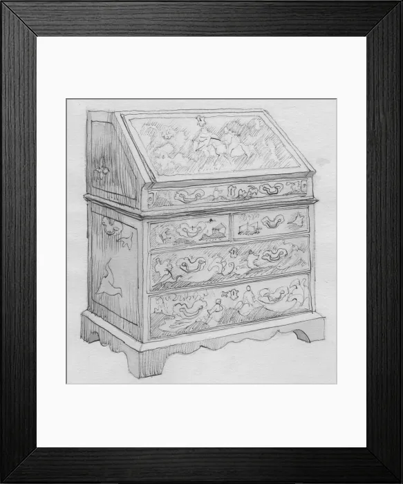 Framed Print : Red lacquer cabinet, (1950). Creator: Shirley Markham Framed Print : Red lacquer cabinet, (1950). Creator: Shirley Markham