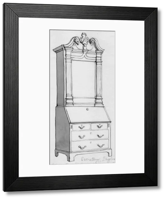 Framed Print : Secretary, English, early 18th century, (1951). Creator: Shirley Markham Framed Print : Secretary, English, early 18th century, (1951). Creator: Shirley Markham