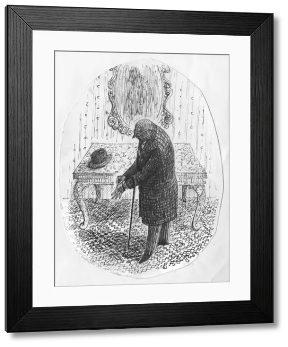 Framed Print : Man taking off gloves, 1952. Creator: Shirley Markham Framed Print : Man taking off gloves, 1952. Creator: Shirley Markham