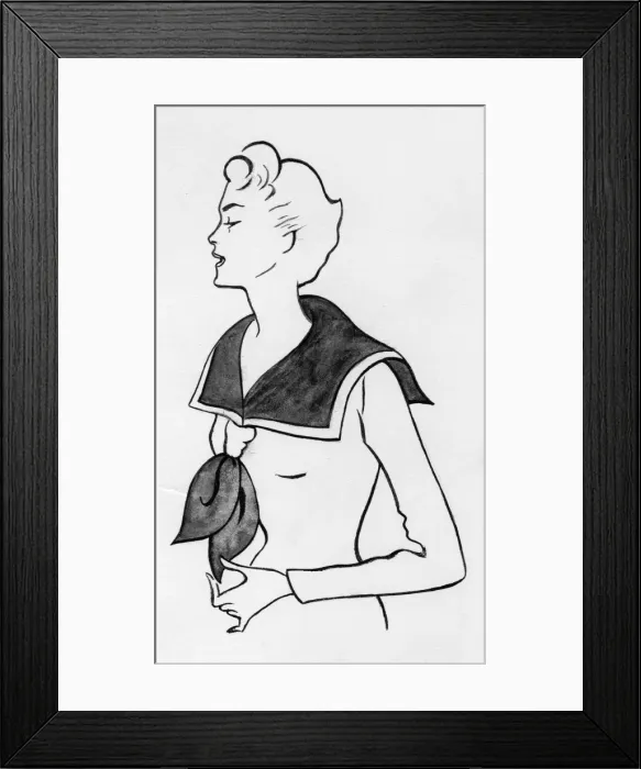 Framed Print : Woman with sailor top, c1950. Creator: Shirley Markham Framed Print : Woman with sailor top, c1950. Creator: Shirley Markham