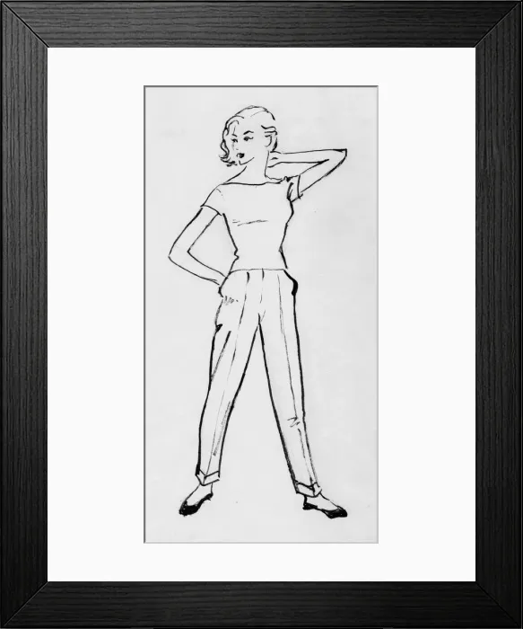 Framed Print : Woman in cigarette pants, c1950. Creator: Shirley Markham Framed Print : Woman in cigarette pants, c1950. Creator: Shirley Markham