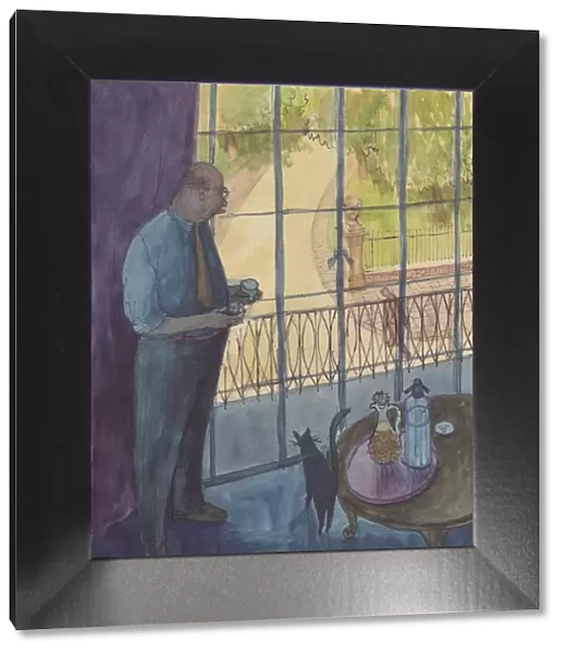 Man looking out of window, 1952. Creator: Shirley Markham