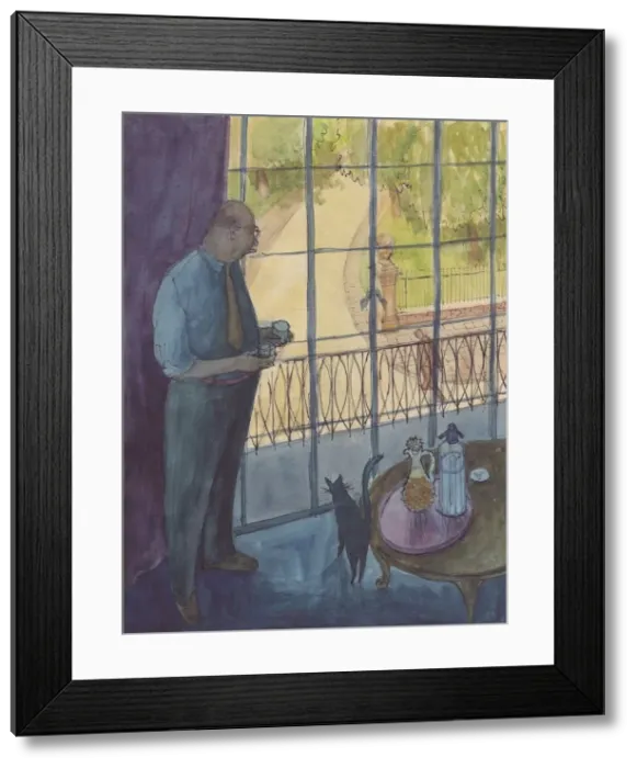 Framed Print : Man looking out of window, 1952. Creator: Shirley Markham Framed Print : Man looking out of window, 1952. Creator: Shirley Markham