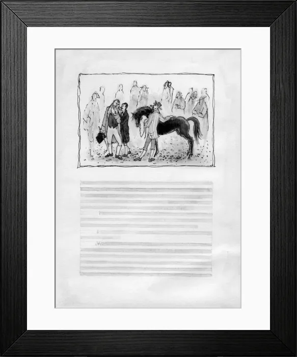Framed Print : Men with horse, 1952. Creator: Shirley Markham Framed Print : Men with horse, 1952. Creator: Shirley Markham