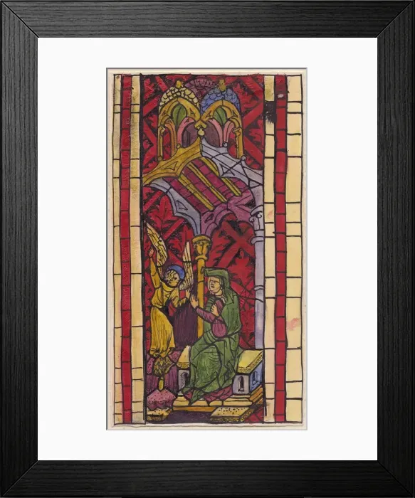 Framed Print : The Annunciation to St Anne, section of stained glass window, 1951. Creator: Shirley Markham Framed Print : The Annunciation to St Anne, section of stained glass window, 1951. Creator: Shirley Markham