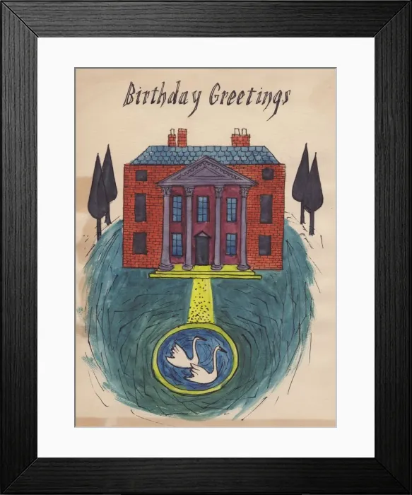 Framed Print : Stately home, birthday card, 1952. Creator: Shirley Markham Framed Print : Stately home, birthday card, 1952. Creator: Shirley Markham