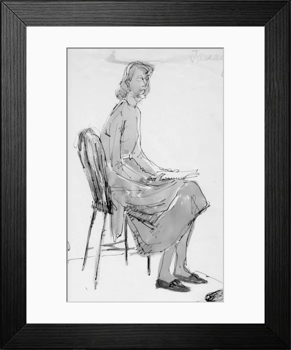 Framed Print : Woman sitting on a chair, c1950. Creator: Shirley Markham Framed Print : Woman sitting on a chair, c1950. Creator: Shirley Markham