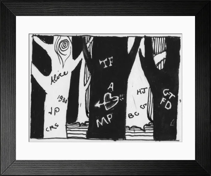 Framed Print : Carved trees, 1951. Creator: Shirley Markham Framed Print : Carved trees, 1951. Creator: Shirley Markham