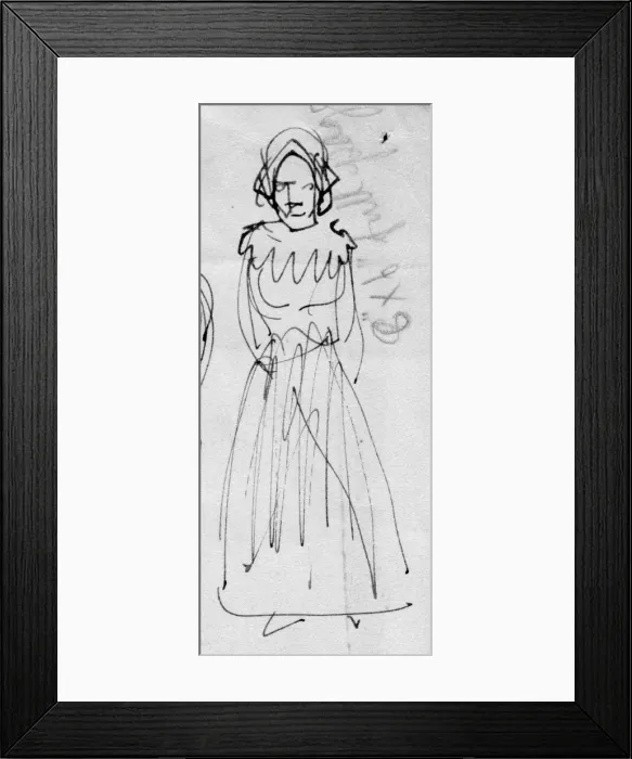 Framed Print : Woman in period costume, c1950. Creator: Shirley Markham Framed Print : Woman in period costume, c1950. Creator: Shirley Markham