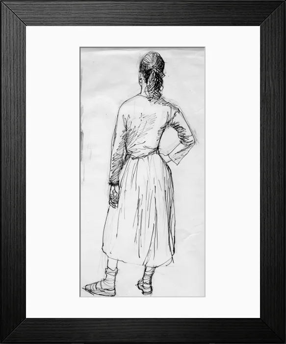 Framed Print : Standing woman seen from the rear, c1950. Creator: Shirley Markham Framed Print : Standing woman seen from the rear, c1950. Creator: Shirley Markham