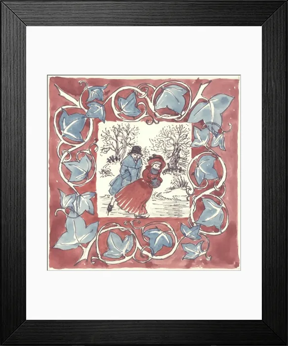 Framed Print : Christmas skaters, c1970. Creator: Shirley Markham
