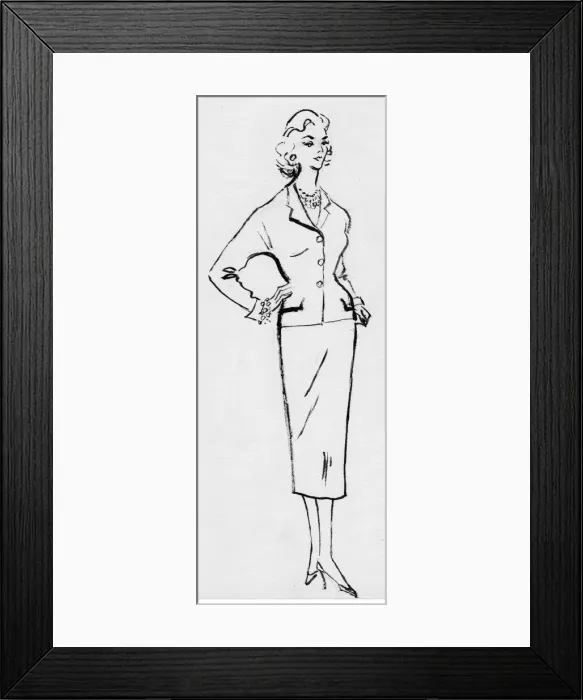 Framed Print : Woman in pencil suit, c1950. Creator: Shirley Markham Framed Print : Woman in pencil suit, c1950. Creator: Shirley Markham