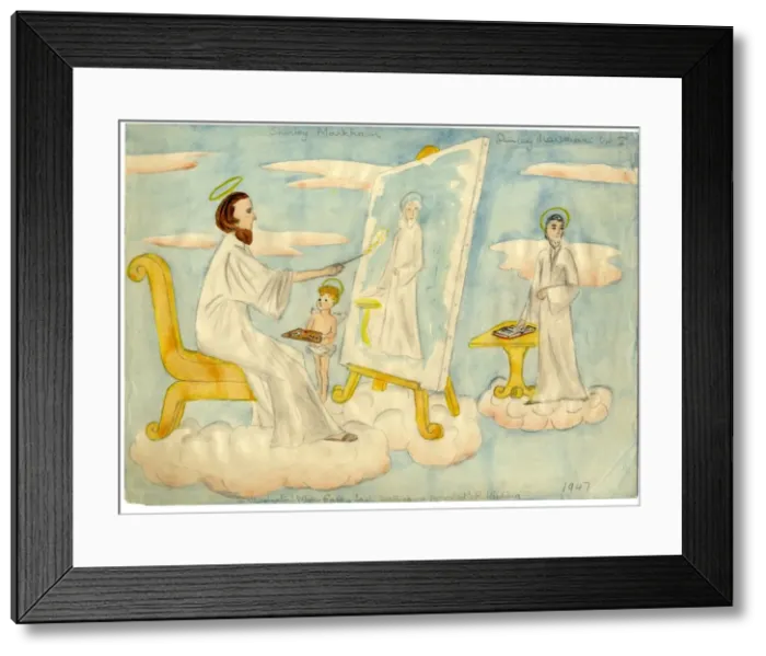 Framed Print : Angel painting a picture, 1947. Creator: Shirley Markham Framed Print : Angel painting a picture, 1947. Creator: Shirley Markham