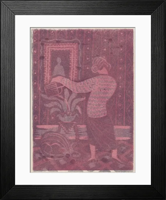 Framed Print : Woman watering plants, c1951. Creator: Shirley Markham Framed Print : Woman watering plants, c1951. Creator: Shirley Markham