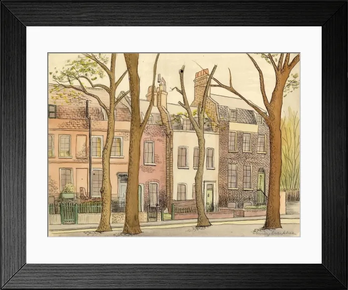 Framed Print : Street scene with trees, c1950. Creator: Shirley Markham Framed Print : Street scene with trees, c1950. Creator: Shirley Markham