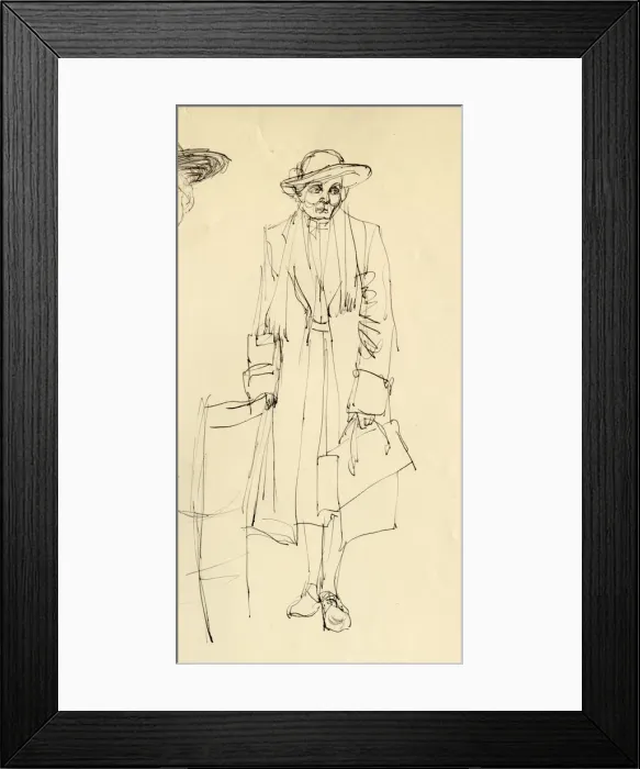 Framed Print : Standing woman in hat, 1953. Creator: Shirley Markham Framed Print : Standing woman in hat, 1953. Creator: Shirley Markham
