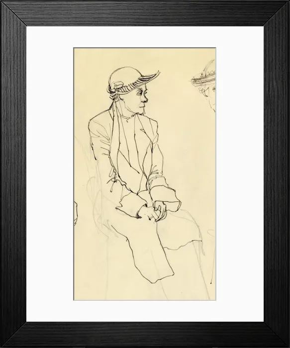 Framed Print : Seated woman in hat, 1953. Creator: Shirley Markham Framed Print : Seated woman in hat, 1953. Creator: Shirley Markham