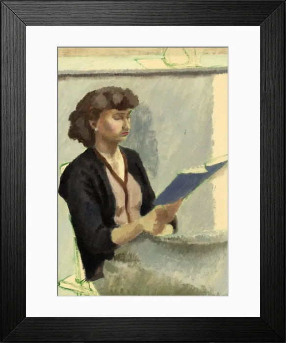 Framed Print : Seated woman reading, c1953. Creator: Shirley Markham Framed Print : Seated woman reading, c1953. Creator: Shirley Markham