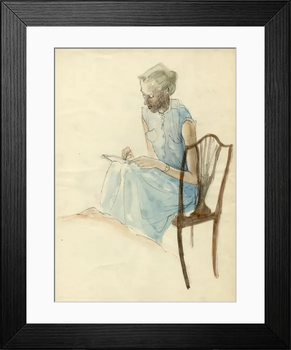 Framed Print : Seated woman writing, 1952. Creator: Shirley Markham Framed Print : Seated woman writing, 1952. Creator: Shirley Markham