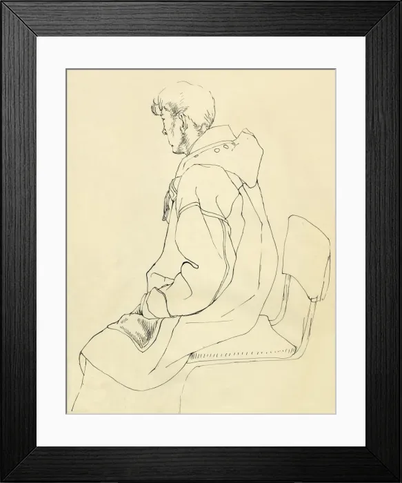 Framed Print : Seated man in duffel coat, c1952. Creator: Shirley Markham Framed Print : Seated man in duffel coat, c1952. Creator: Shirley Markham