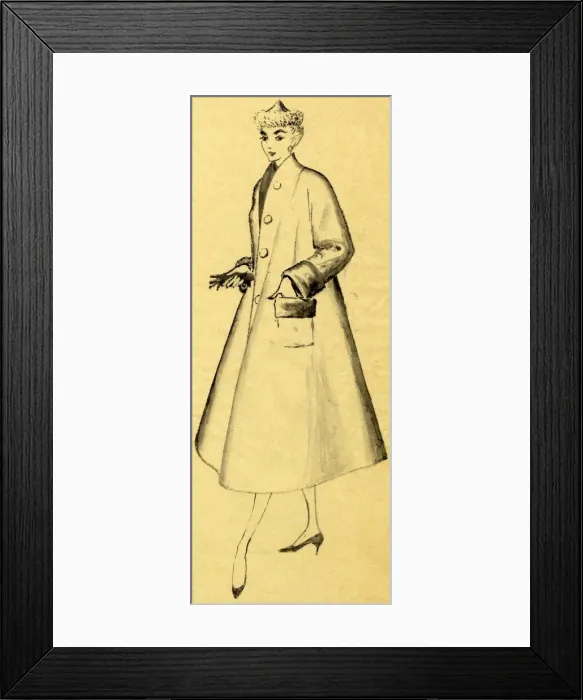 Framed Print : Woman in duster coat and pointed hat, c1952. Creator: Shirley Markham Framed Print : Woman in duster coat and pointed hat, c1952. Creator: Shirley Markham