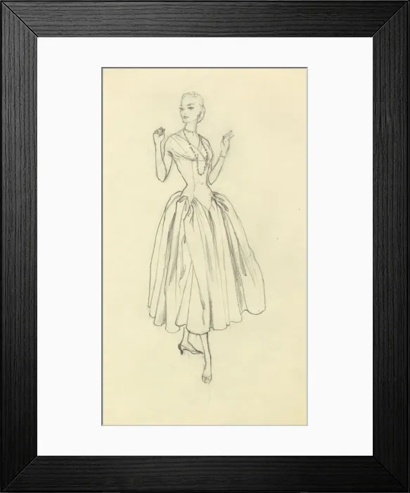 Framed Print : Woman in narrow-waisted dress, c1952. Creator: Shirley Markham Framed Print : Woman in narrow-waisted dress, c1952. Creator: Shirley Markham