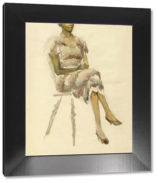 Seated woman in brown dress, c1952. Creator: Shirley Markham