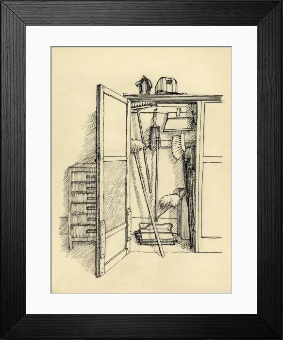 Framed Print : Broom cupboard, c1951. Creator: Shirley Markham Framed Print : Broom cupboard, c1951. Creator: Shirley Markham