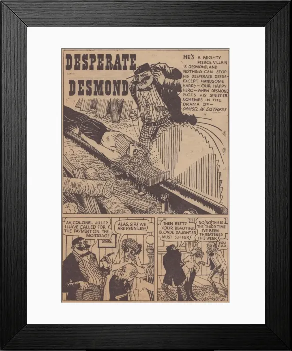 Framed Print : Desperate Desmond, cartoon strip, c1955. Creator: Shirley Markham Framed Print : Desperate Desmond, cartoon strip, c1955. Creator: Shirley Markham