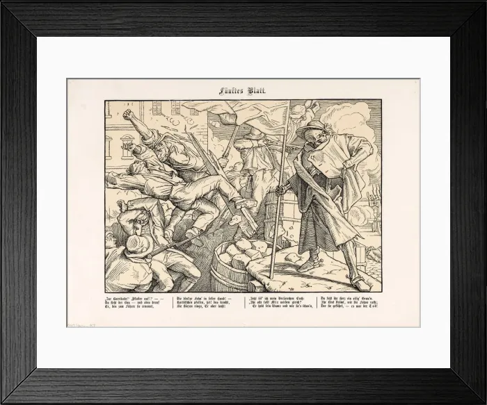 Framed Print : Also a Dance of Death, Sheet V (Death on the barricade), 1849 Framed Print : Also a Dance of Death, Sheet V (Death on the barricade), 1849