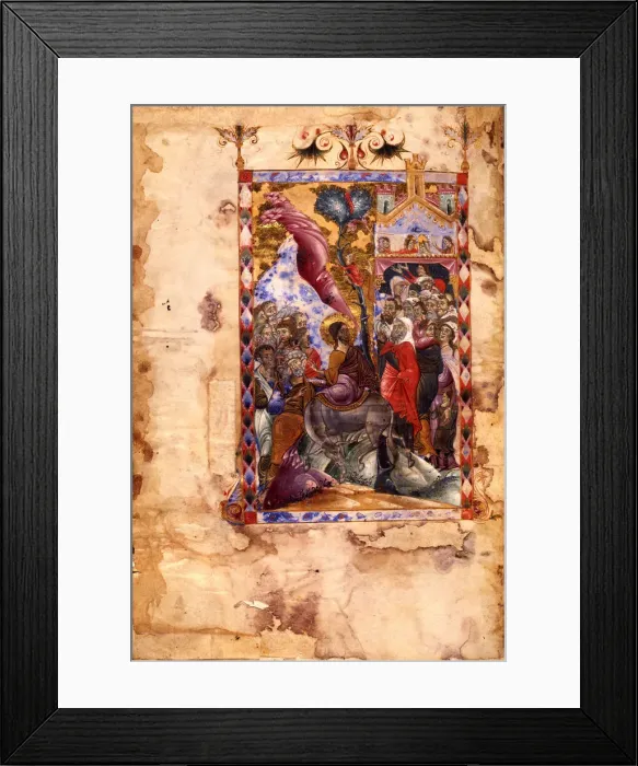Framed Print : The Entry of Christ into Jerusalem (Manuscript illumination from the Matenadaran Gospel), 1287 Framed Print : The Entry of Christ into Jerusalem (Manuscript illumination from the Matenadaran Gospel), 1287