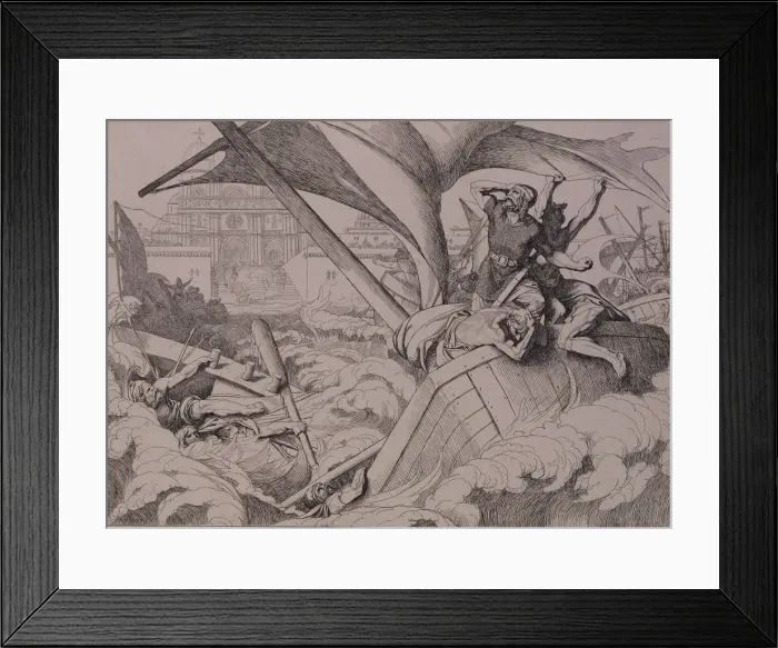 Framed Print : The destruction of the Rus fleet at Constantinople, 1832