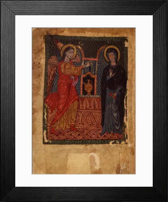 Framed Print : The Annunciation (Manuscript illumination from the Matenadaran Gospel), 1378 Framed Print : The Annunciation (Manuscript illumination from the Matenadaran Gospel), 1378